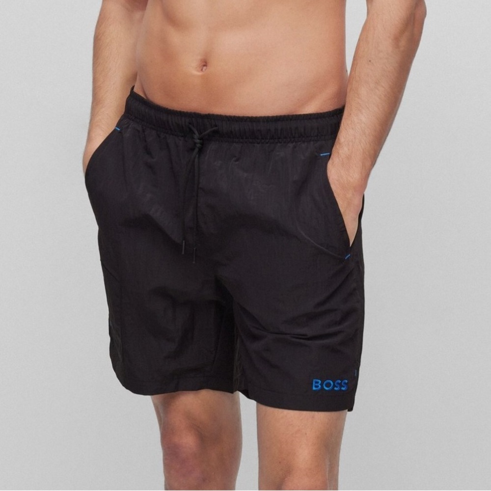 Boss Men's Black Swim Trunks Size: Medium